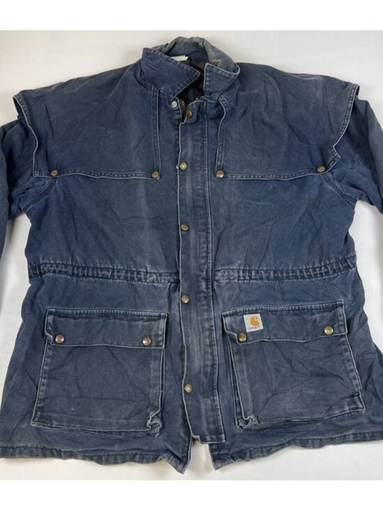 Carhartt Other - Rare VTG Carhartt CW083 Navy Blue Cape Coat Blanket Lined Duster Jacket XL